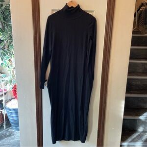 Express Black Mock Neck Sheath Maxi Dress